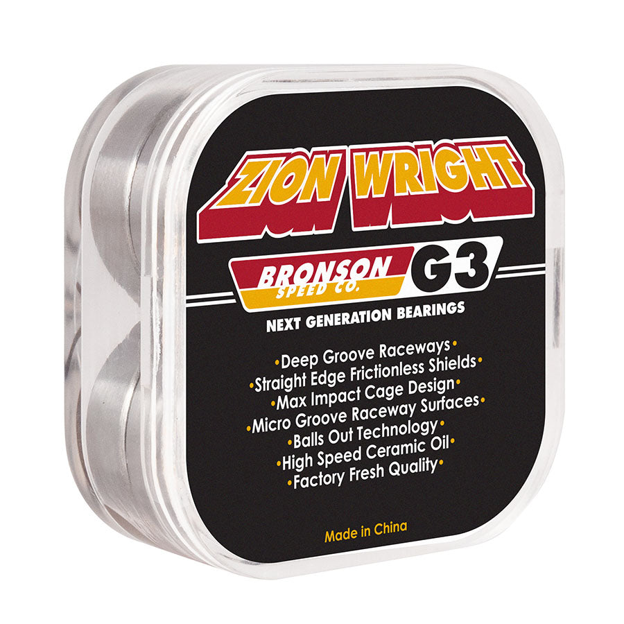 Bronson, Bronson Zion Wright Pro G3 Skateboard Bearings (8 Pack)