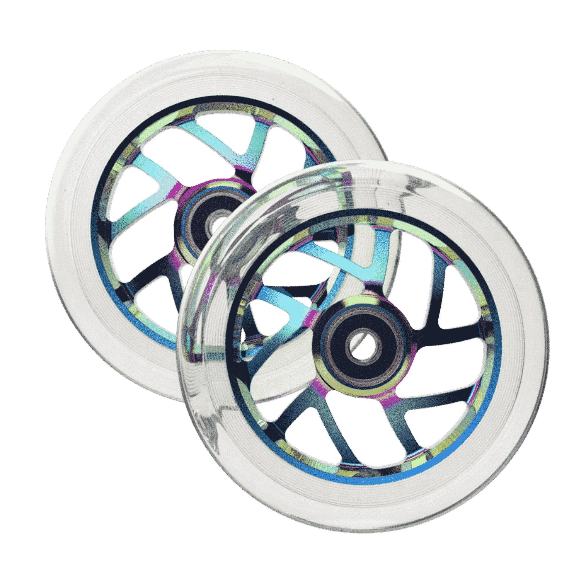 Fuzion, Fuzion Flight Wheels 110mm - Clear/Neochrome Core (Pair)