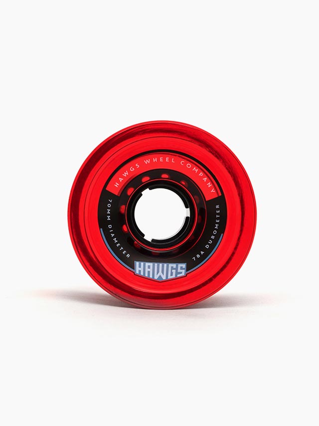 Hawgs, Hawgs 70's Wheels 70mm 78a - Clear Red (Set of 4)