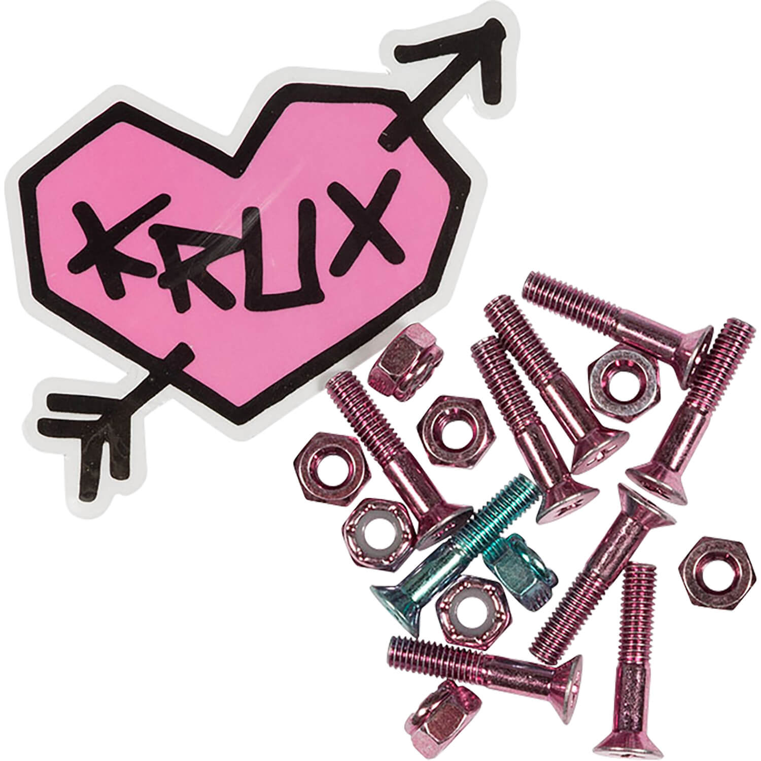 Krux, Krux Krome Hardware 1" Phillips - Pink/Blue