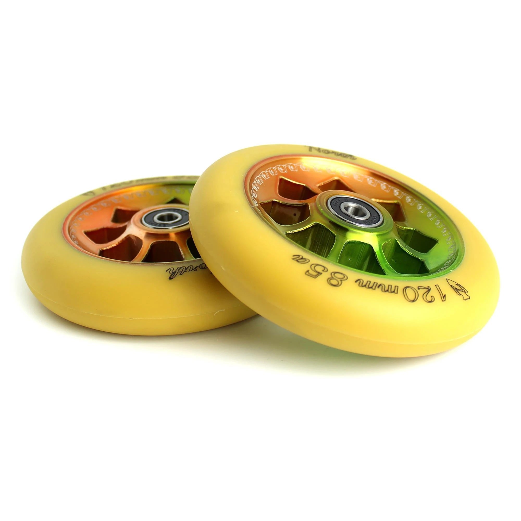 North Scooters, North Scooters Pentagon Rasta Wheels 120mm 85a - Rasta/Gum PU (Pair)