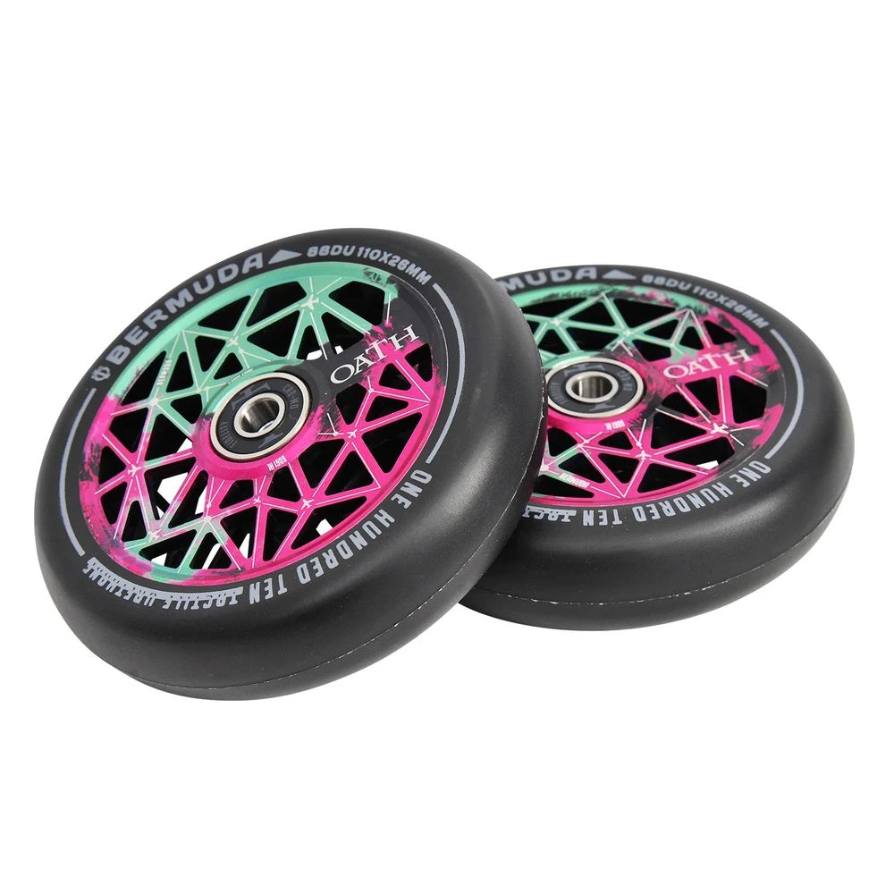 Oath, Oath Bermuda Scooter Wheels 110mm - Green/Pink/Black (Pair)