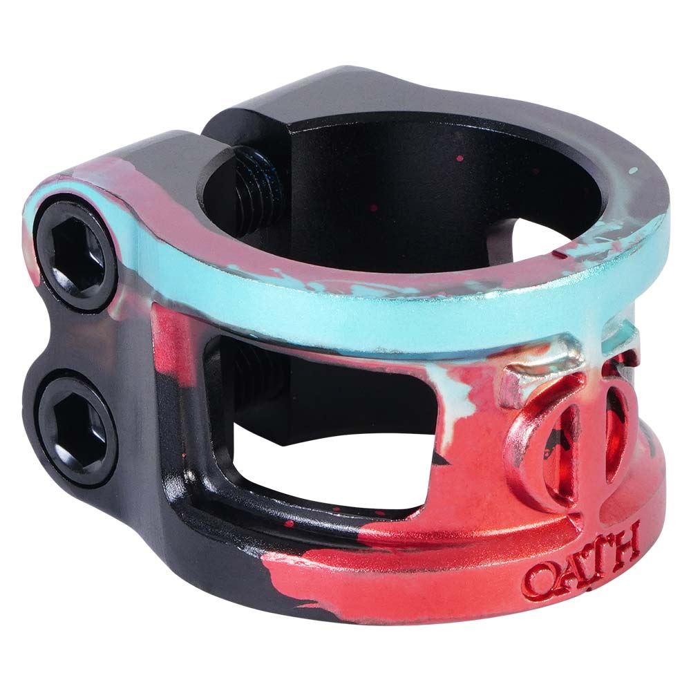 Oath, Oath Cage V2 Oversized 2 Bolt Clamp - Black/Teal/Red