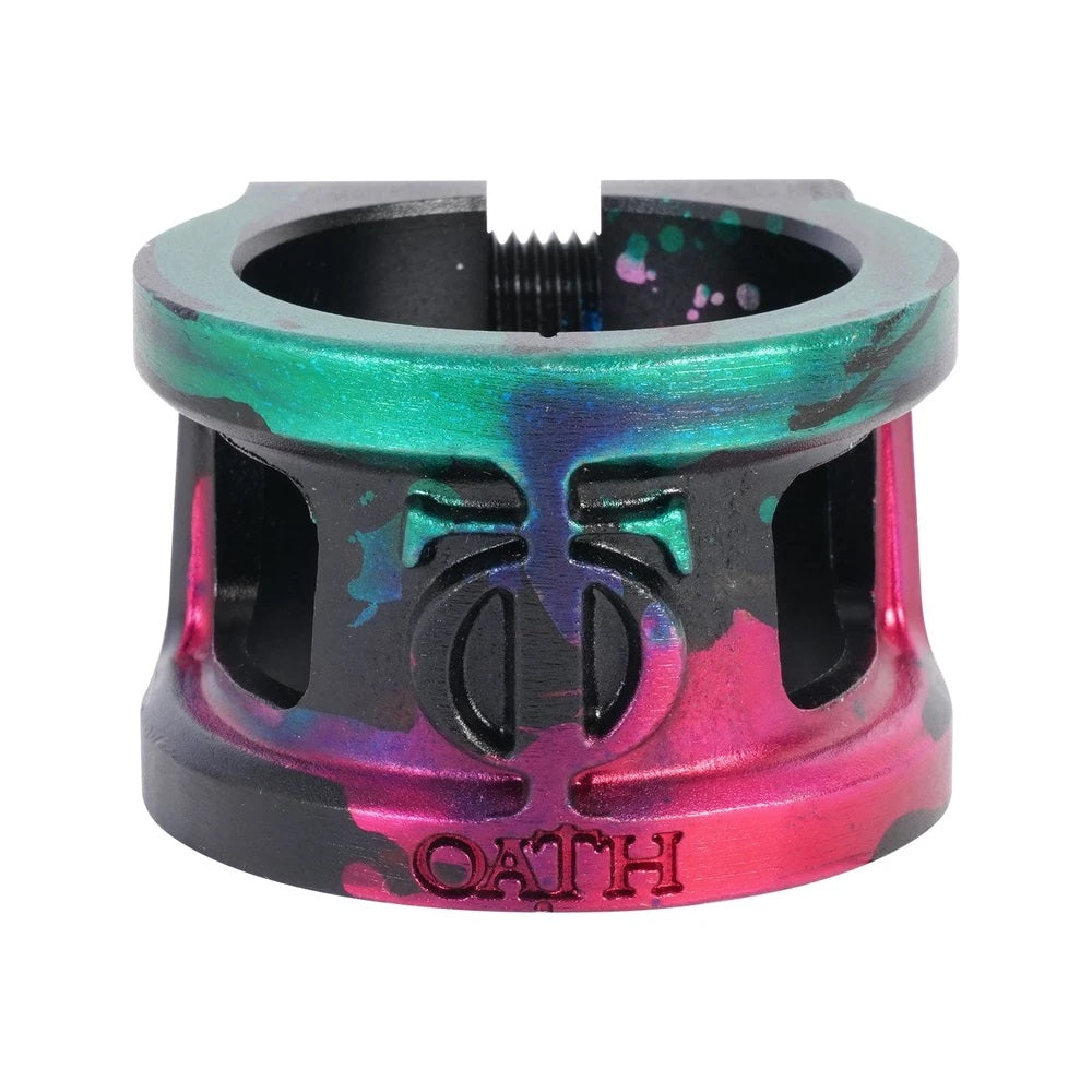 Oath, Oath Cage V2 Oversized 2 Bolt Clamp - Green/Pink/Black