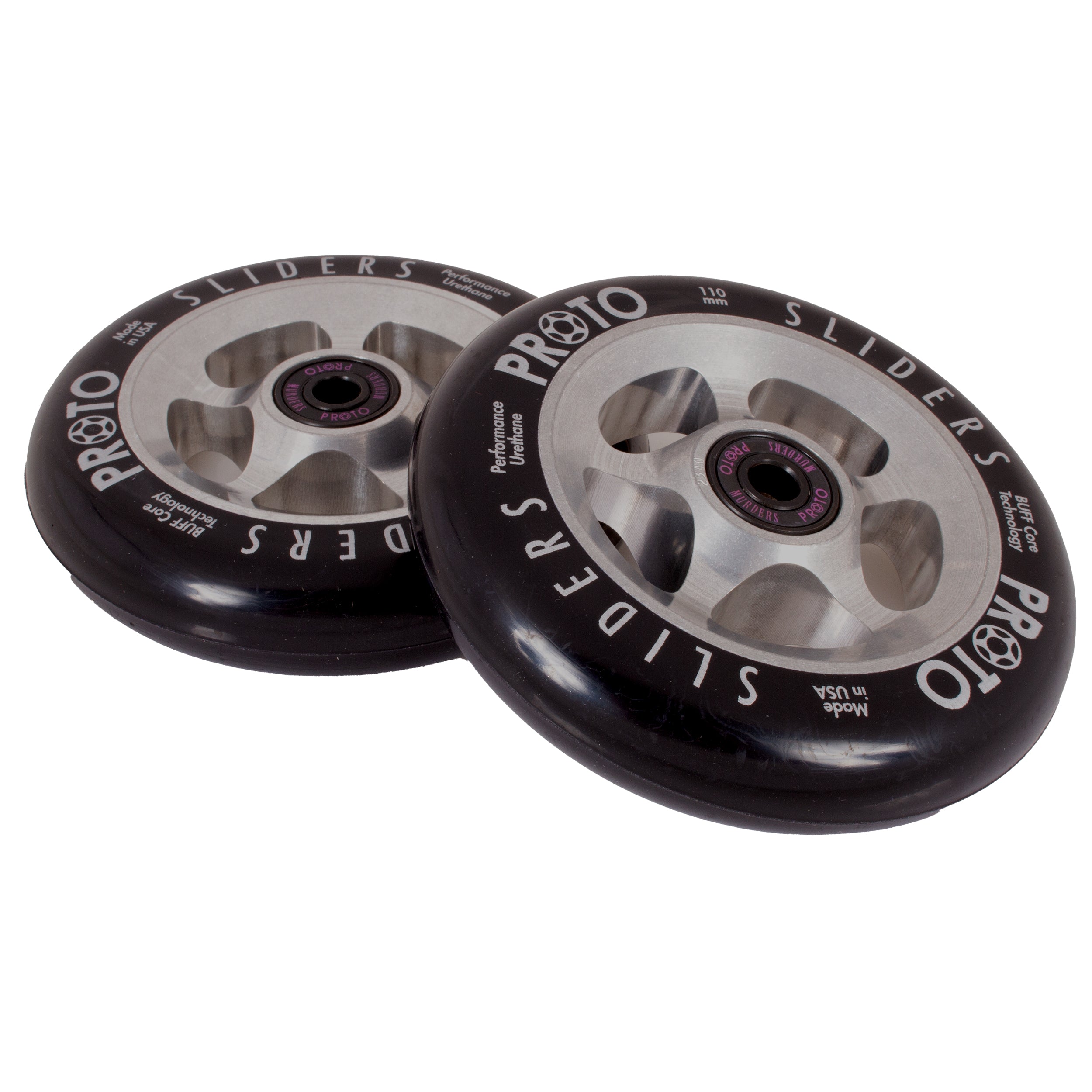 Proto, Proto Classic Wheels Raw Sliders 110mm - Black On Raw (Pair)