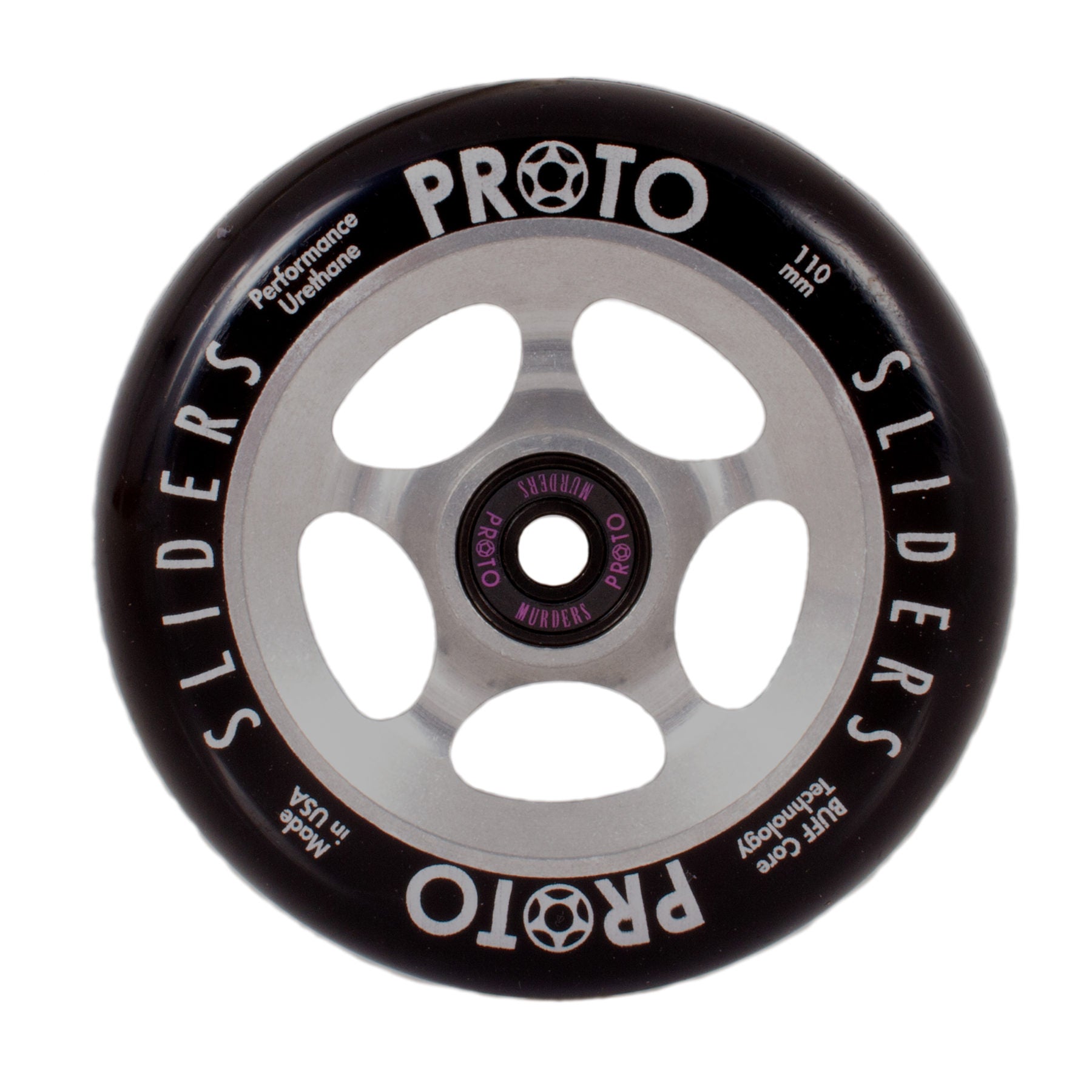 Proto, Proto Classic Wheels Raw Sliders 110mm - Black On Raw (Pair)